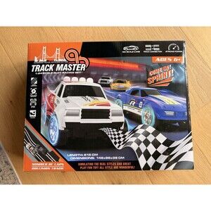 Track Master Slot Car HO Race Track 1:64 With 4 Cars 20 Ft Loops Slopes